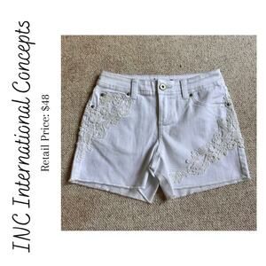 NWOT INC Laced White Flare Denim Shorts